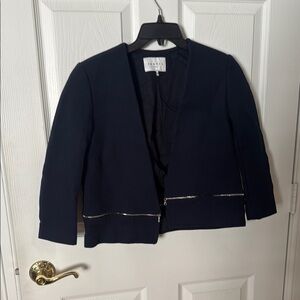 Sandro Blue and Silver Blazer Structured Formal Jacket crop size 40